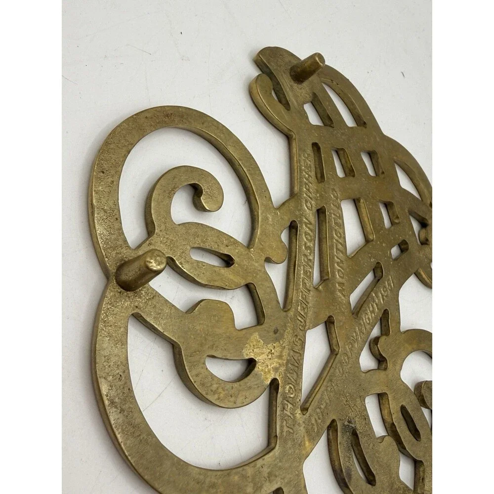 Virginia Metalcrafters Brass Thomas Jefferson Cipher Monticello Trivet CW 10-15